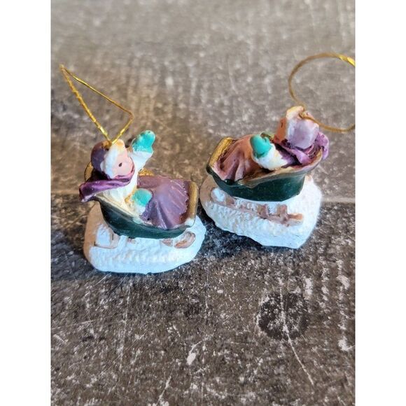 Miniature sledding Xmas kid ornaments set Decor - Picture 2 of 4